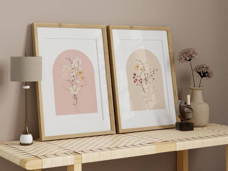 Boho Watercolor Wildflower Canvas Set for Minimalist Decor