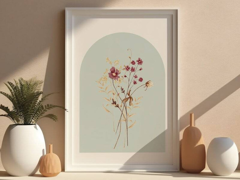 Boho Watercolor Wildflower Canvas Set for Minimalist Decor