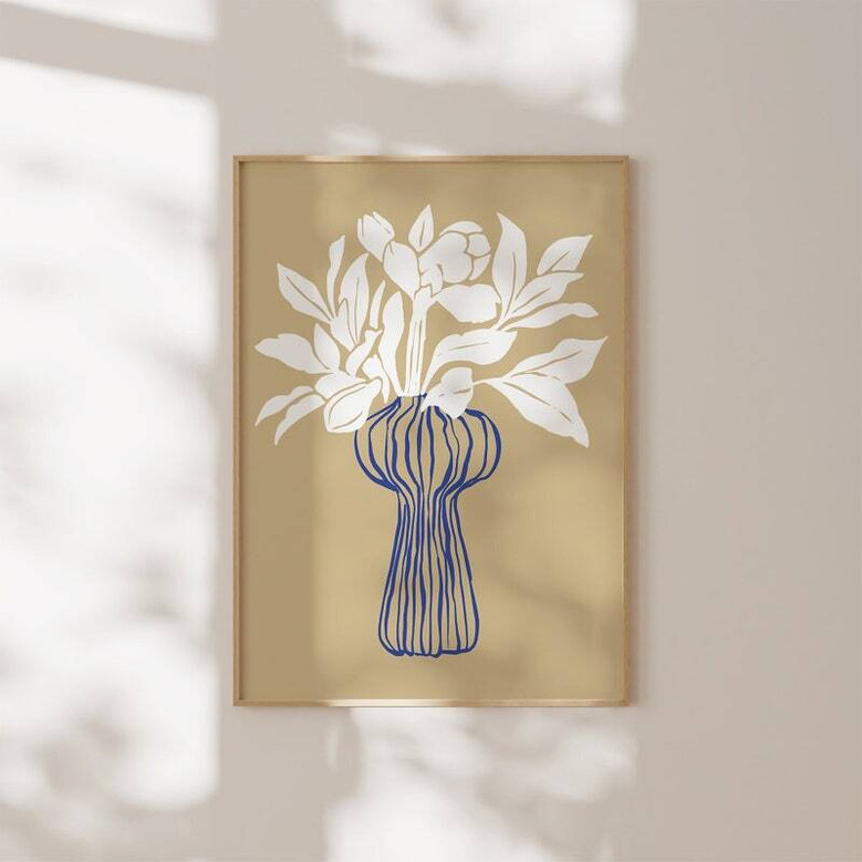 Botanical Wall Art Canvas For Living Room - Neutral Floral Design For Modern Gallery Decor