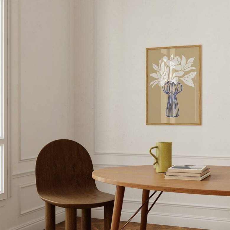 Botanical Wall Art Canvas For Living Room - Neutral Floral Design For Modern Gallery Decor