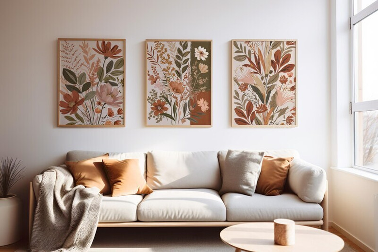 Earth Tone Botanical Wall Art Canvas Set For Boho Floral Decor - Green Plant Prints For Home Or Office