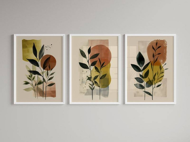 Botanical Wall Art Set For Home Decor - Modern Boho Canvas Prints With Nature Leaves For Housewarming