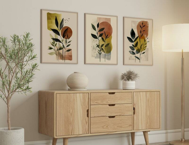 Botanical Wall Art Set For Home Decor - Modern Boho Canvas Prints With Nature Leaves For Housewarming
