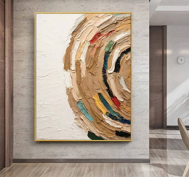 Brown Wabi Sabi Tree Ring Canvas - Neutral Abstract Art For Entryway Boho DéCor