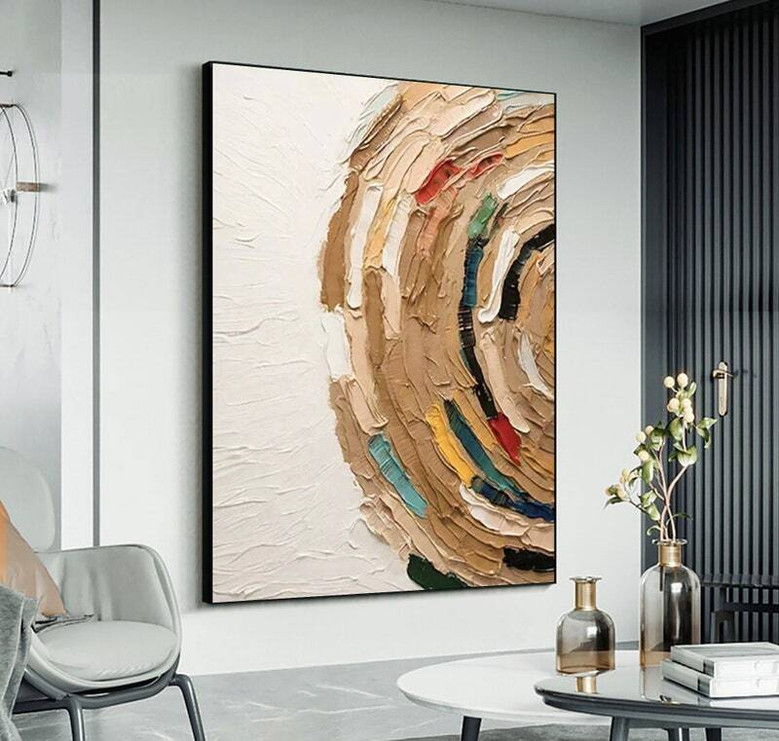 Brown Wabi Sabi Tree Ring Canvas - Neutral Abstract Art For Entryway Boho DéCor