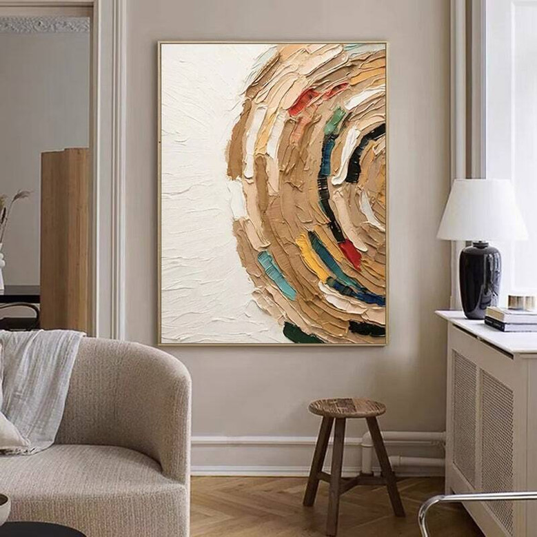 Brown Wabi Sabi Tree Ring Canvas - Neutral Abstract Art For Entryway Boho DéCor