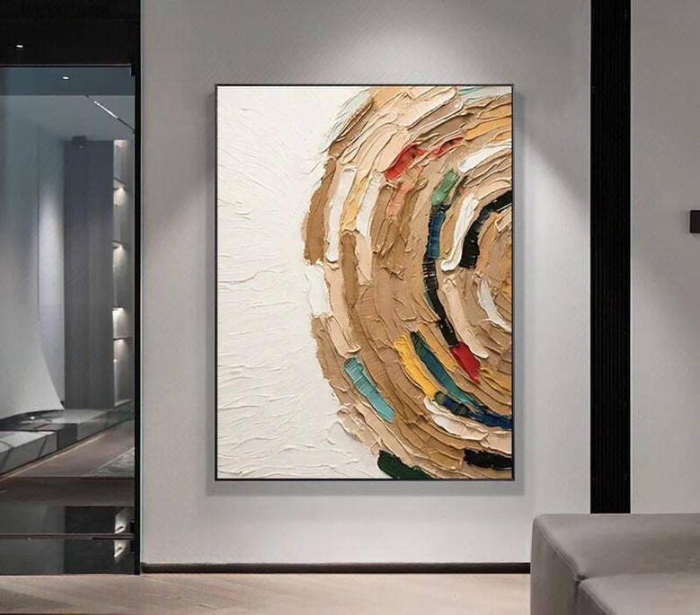 Brown Wabi Sabi Tree Ring Canvas - Neutral Abstract Art For Entryway Boho DéCor