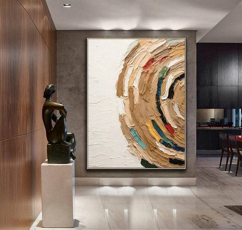 Brown Wabi Sabi Tree Ring Canvas - Neutral Abstract Art For Entryway Boho DéCor