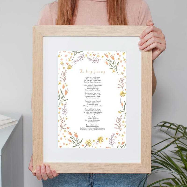 Personalized Floral Poetry Wall Art Canvas - Custom Anniversary Gift For Living Room