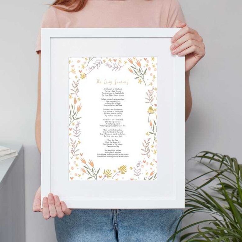 Personalized Floral Poetry Wall Art Canvas - Custom Anniversary Gift For Living Room