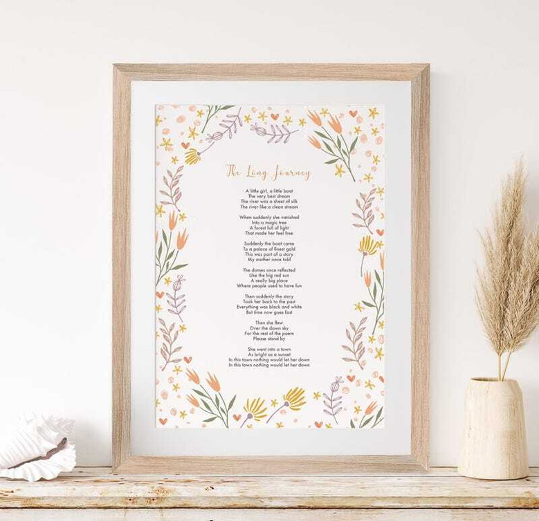 Personalized Floral Poetry Wall Art Canvas - Custom Anniversary Gift For Living Room