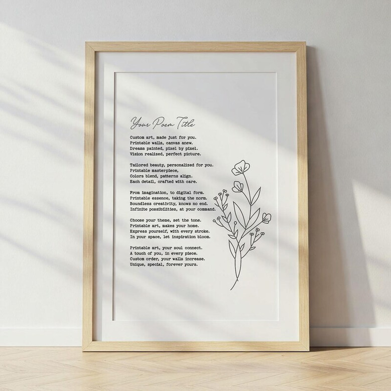 Customizable Poetry Wall Art Canvas - Thoughtful Gift For Her, Living Room DéCor, Personalized Poem Print