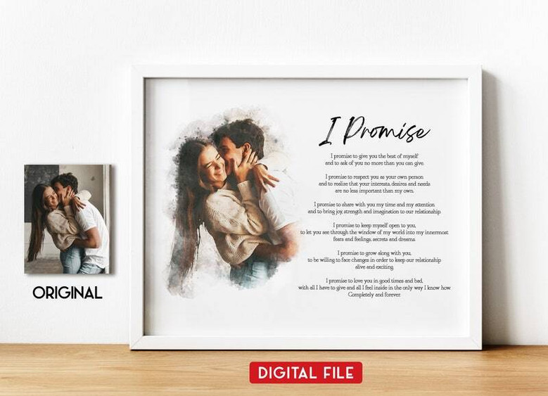 Heartfelt Poetry Wall Art Canvas - Custom Name & Photo Anniversary Or Memorial Gift For Her