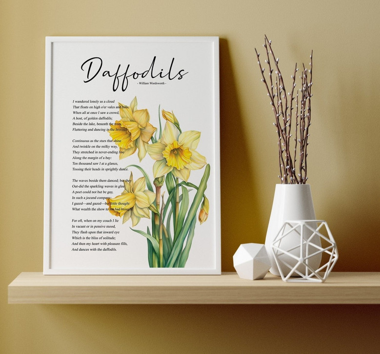 Romantic Daffodil Poetry Canvas For Botanical Wall Art Lovers - Wordsworth Inspired