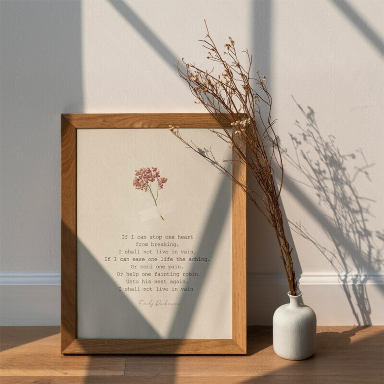 Minimalist vintage Emily Dickinson poetry canvas print, sepia parchment background, portrait layout for living room wall decor Minimalist vintage Emily Dickinson poetry canvas print, sepia parchment background, portrait layout for living room wall decor