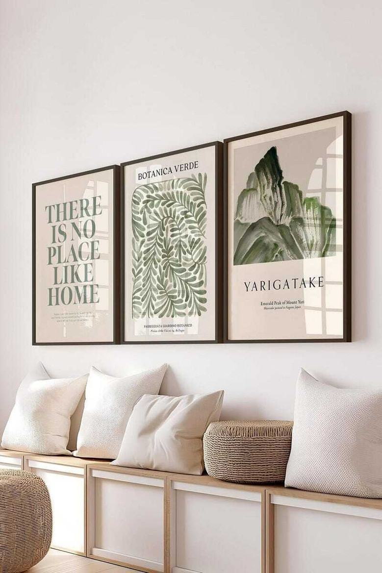 Framed Botanical Wall Art Canvas Set For Bedroom Or Office - Inspirational Quotes, Natural Designs Decor