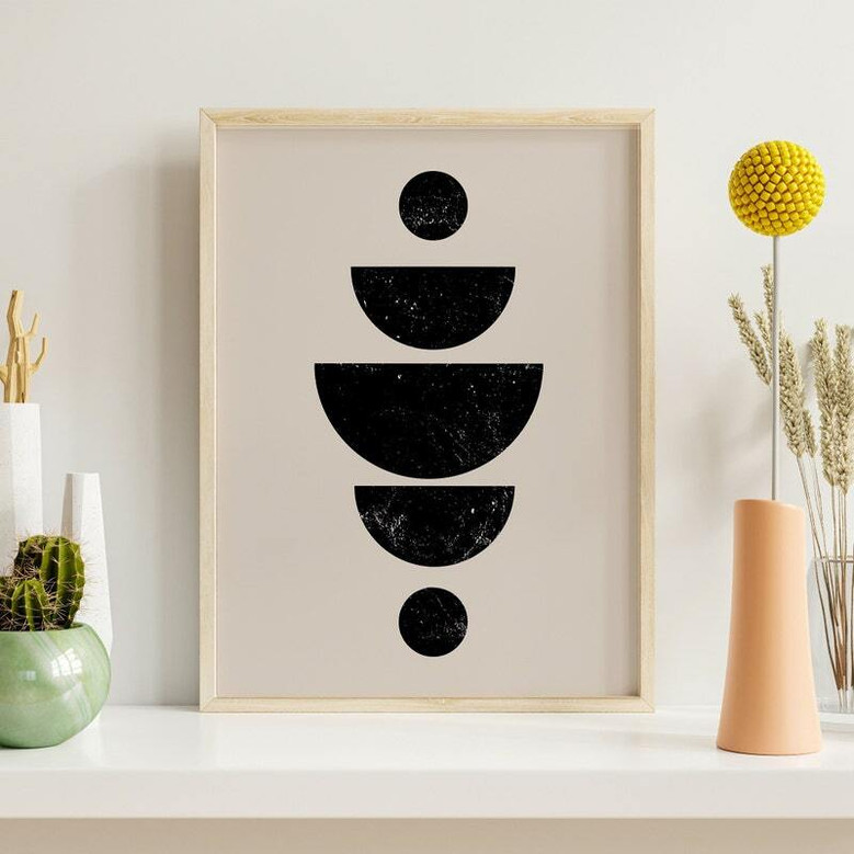 Geometric Wall Art And Decor Canvas Set For Living Room - Mid Century Modern Bohemian Style