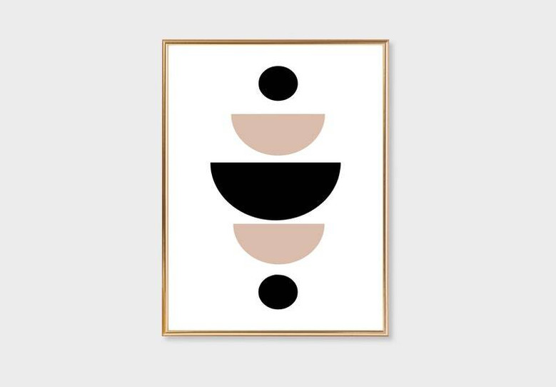 Bohemian Geometric Wall Art Canvas Set For Living Room - Abstract Black And White Design, Mid Century Modern Style