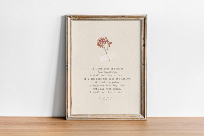 Minimalist Vintage Emily Dickinson Poetry Wall Art For Living Room - Inspirational Canvas Print