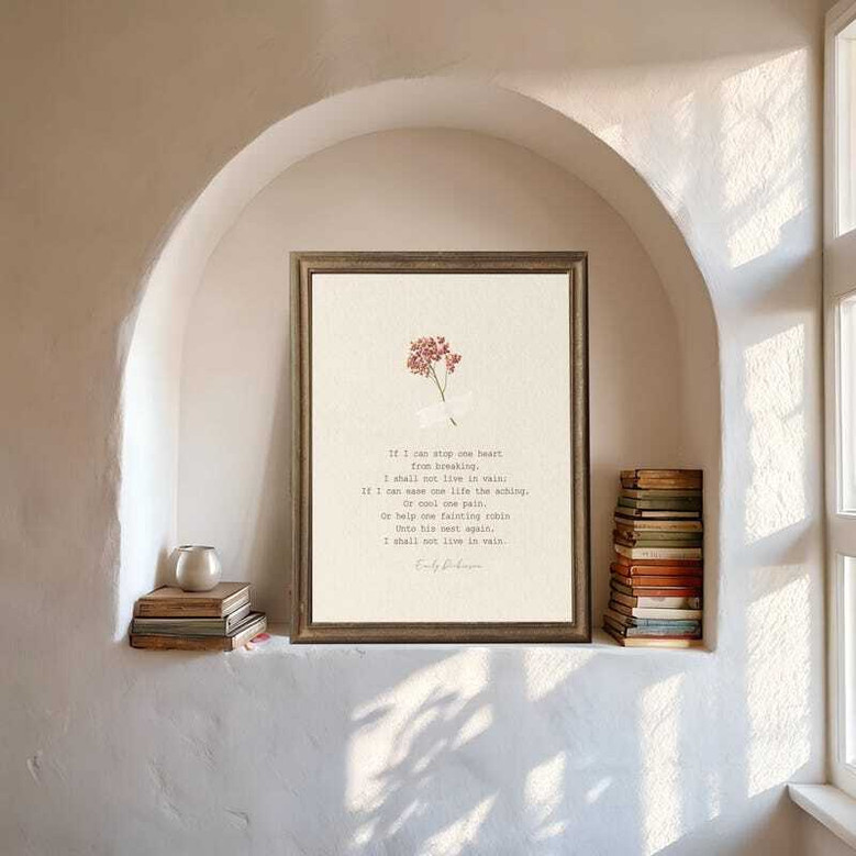 Minimalist Vintage Emily Dickinson Poetry Wall Art For Living Room - Inspirational Canvas Print