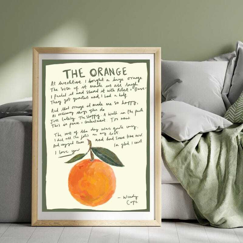 Wendy Cope quotes vintage-style canvas wall art for living room, inspirational poetry print with warm muted palette