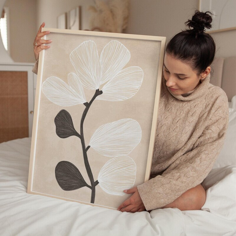 Minimalist Botanical Wall Art Canvas - Modern Abstract Florals For Neutral Home DéCor