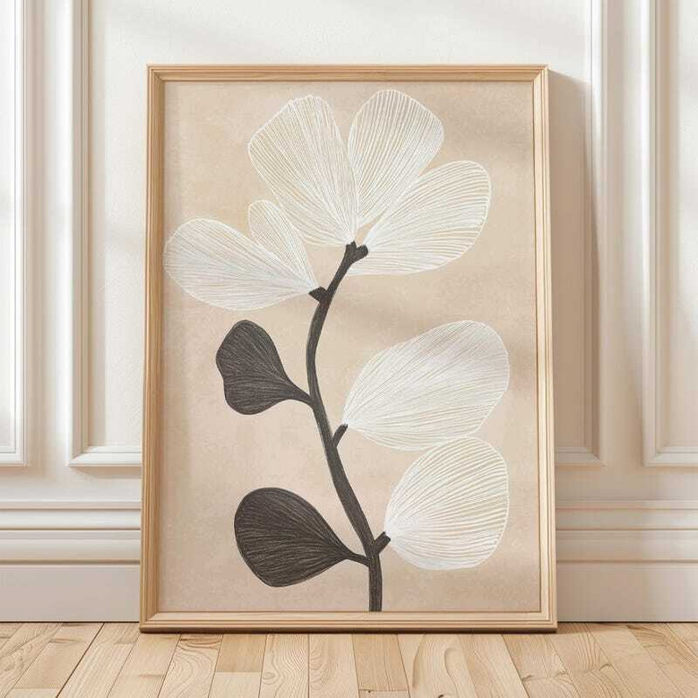 Minimalist Botanical Wall Art Canvas - Modern Abstract Florals For Neutral Home DéCor