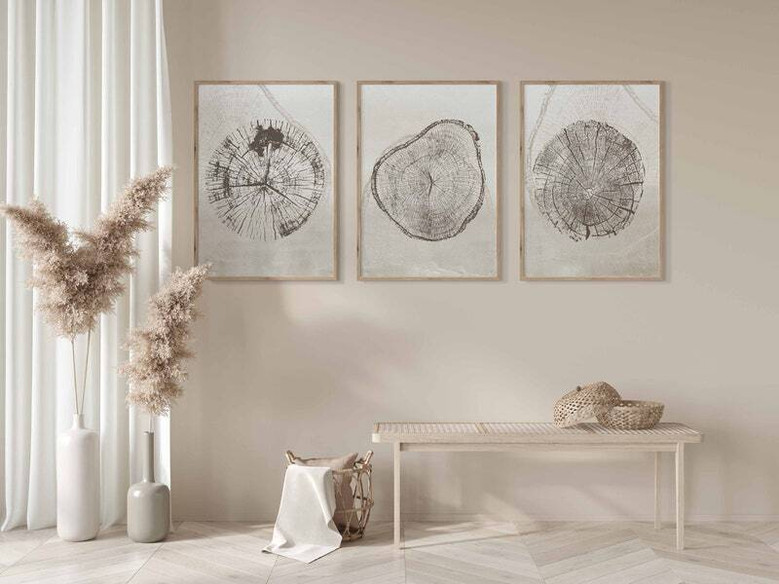 Personalized Tree Ring Canvas Art Set - Modern Nordic Prints For Living Room DéCor