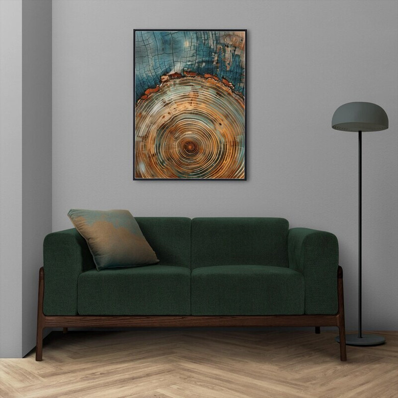 Modern Nordic Tree Ring Canvas - Neutral Abstract Wall Art For Living Room