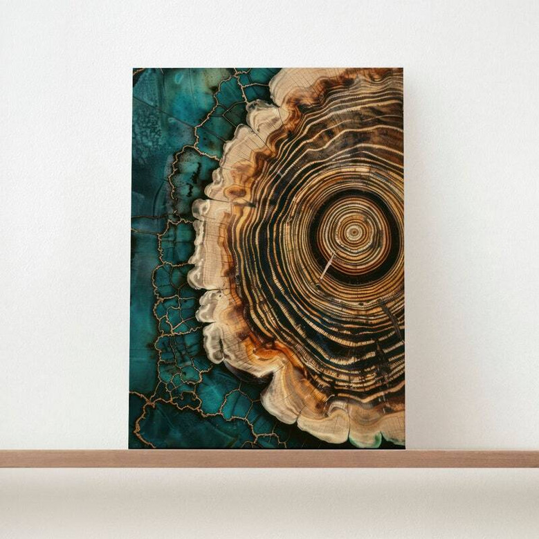 Scandinavian Tree Ring Canvas Painting For Living Room DéCor - Abstract Nordic Art For a Tranquil Home Atmosphere