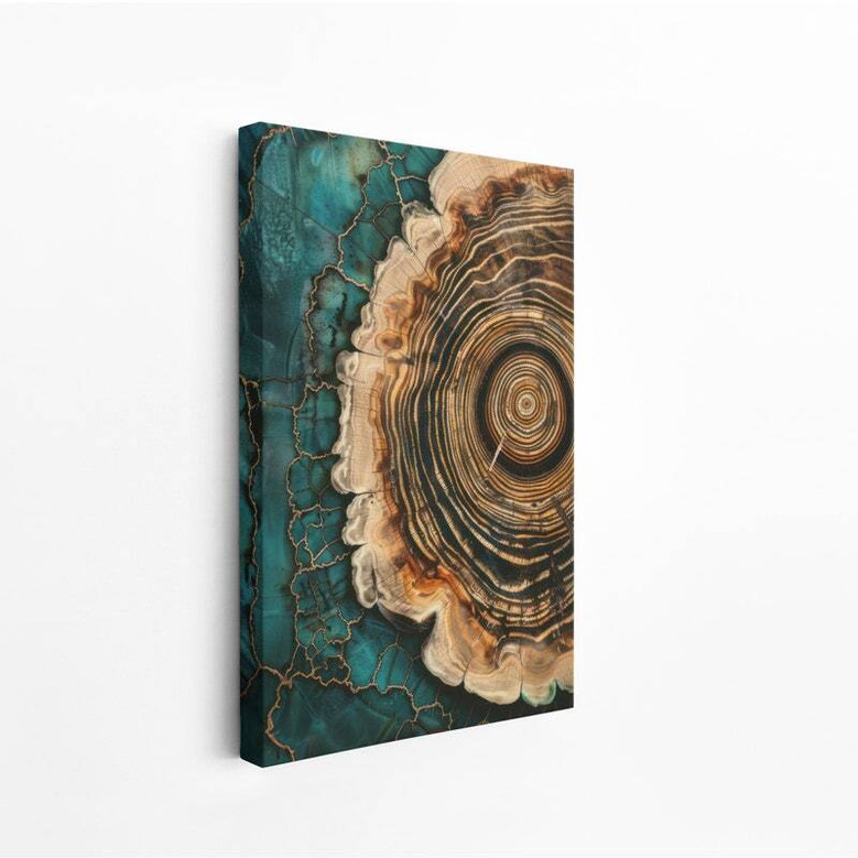 Scandinavian Tree Ring Canvas Painting For Living Room DéCor - Abstract Nordic Art For a Tranquil Home Atmosphere
