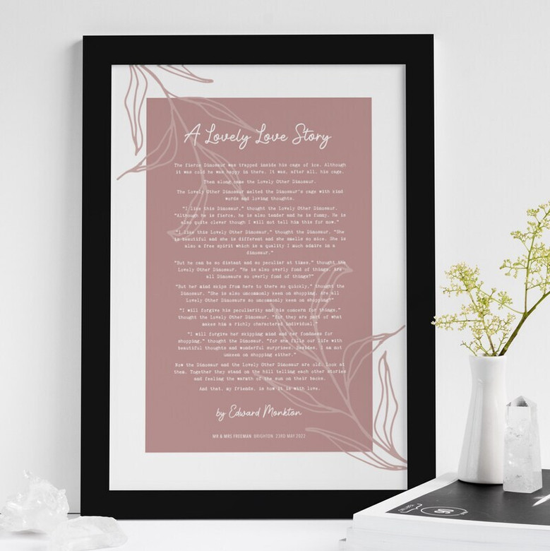 Custom Poetry Wall Art Canvas For Mum, Wife - Floral Design Wedding Gift