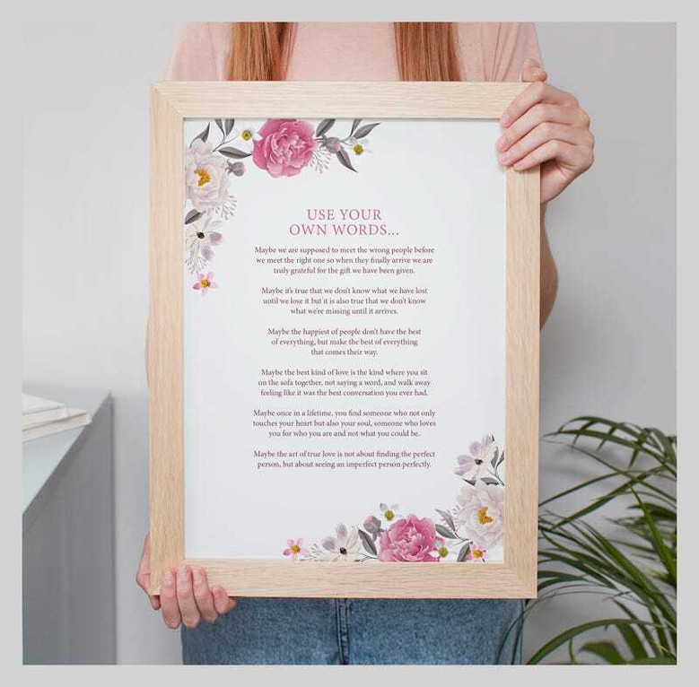 Custom Poetry Wall Art Personalized Canvas For Wedding Anniversary Remembrance