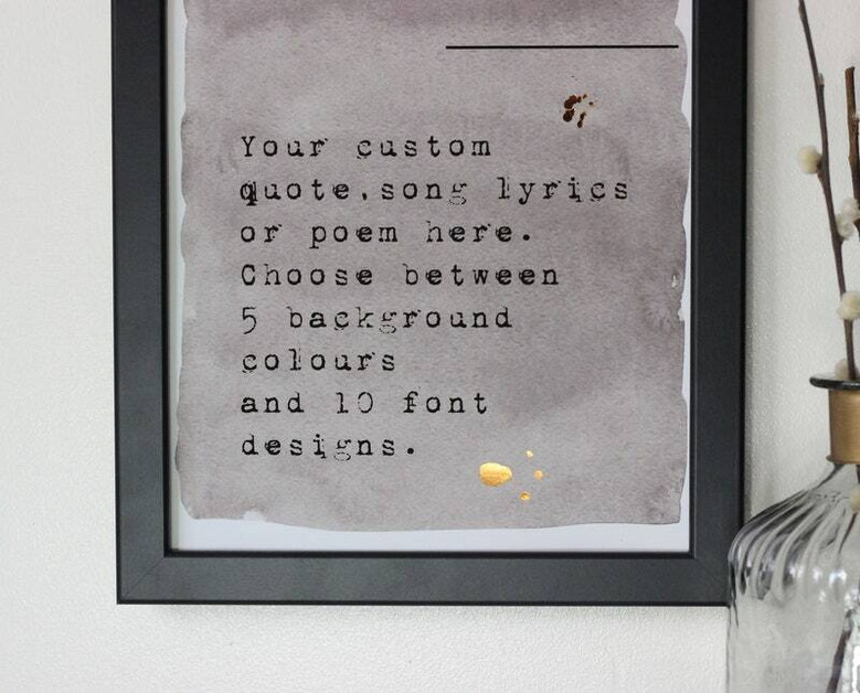 Custom Poetry Wall Art Canvas For Home Decor With Foil Details – Add Poem, Song Lyrics, Or Bible Verse
