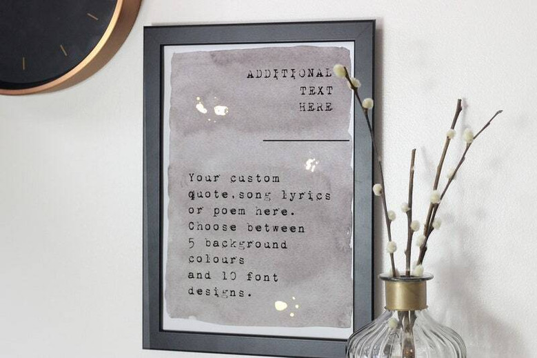 Custom Poetry Wall Art Canvas For Home Decor With Foil Details – Add Poem, Song Lyrics, Or Bible Verse