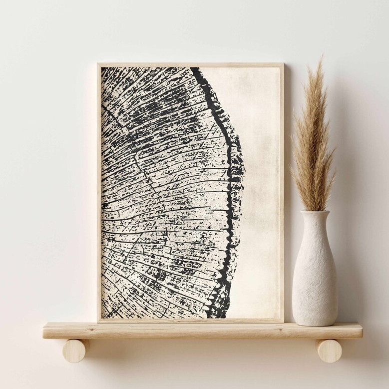 Nature-Inspired Tree Ring Canvas Set - 3 Neutral Prints For Living Room