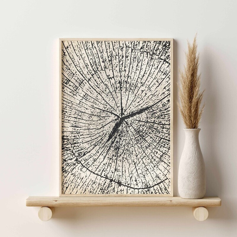 Nature-Inspired Tree Ring Canvas Set - 3 Neutral Prints For Living Room