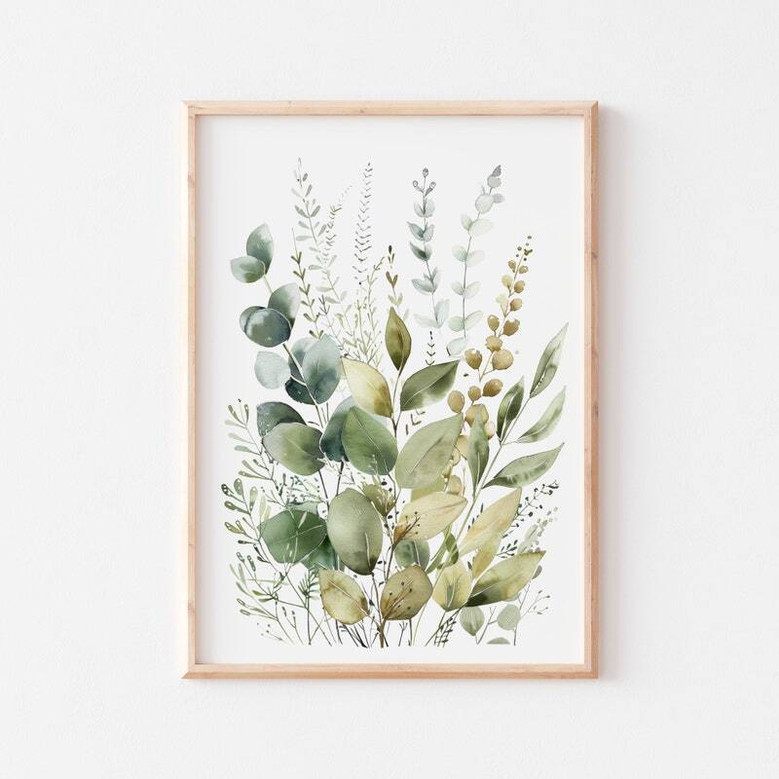 Modern Botanical Wall Art Canvas Trio - Sage Green Wildflowers, Boho Floral Prints For Living Room DéCor