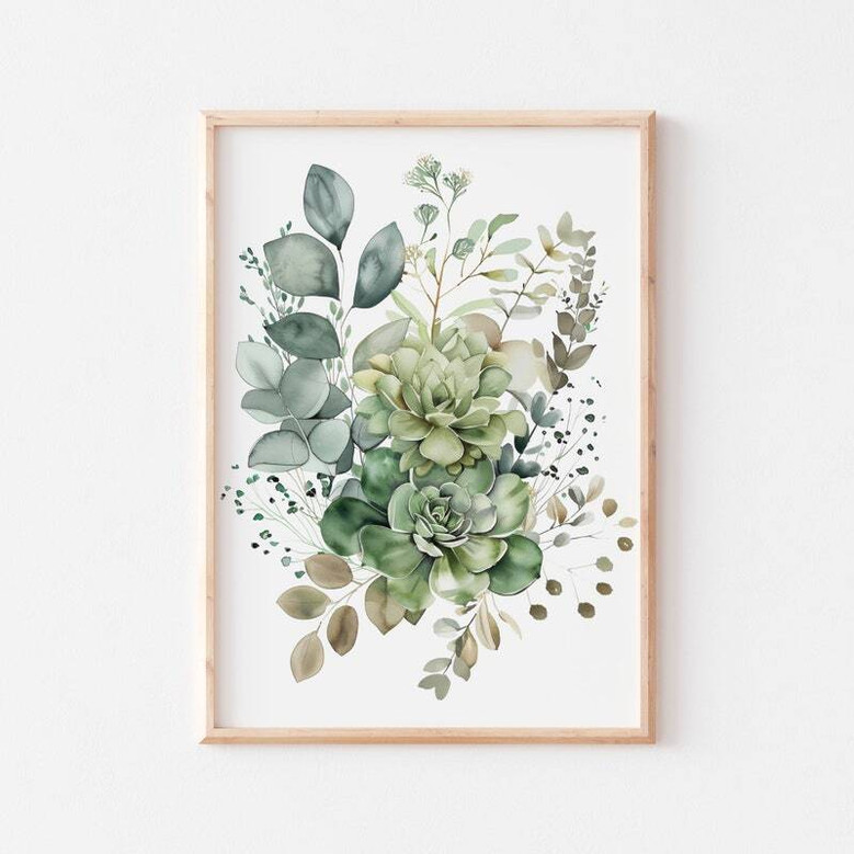Modern Botanical Wall Art Canvas Trio - Sage Green Wildflowers, Boho Floral Prints For Living Room DéCor