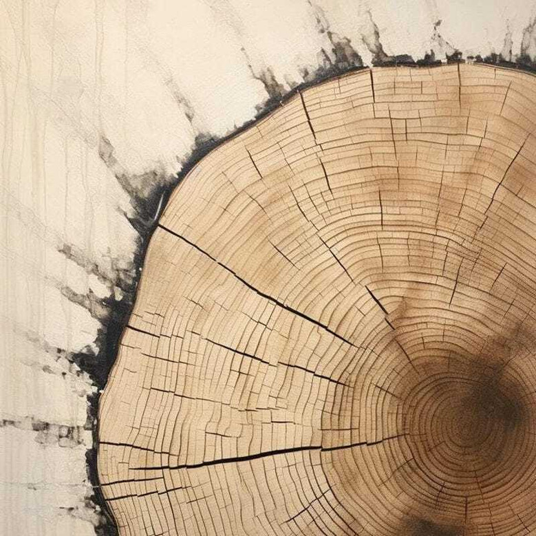 Rustic Tree Ring Canvas Art - Vintage Wood Design For Living Room Decor