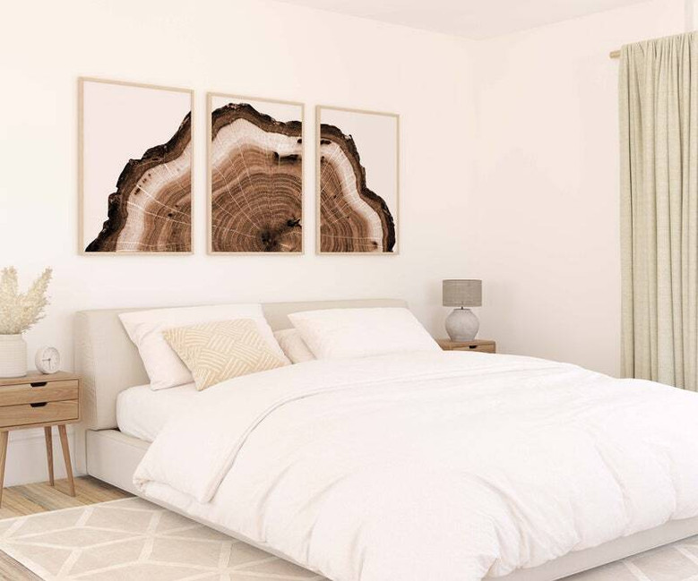Tree Ring Canvas Art Set For Man Cave - Rustic 3-Piece Wall Decor
