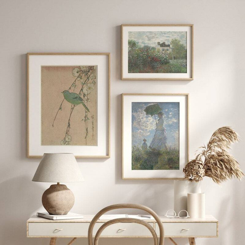 Japanese Vintage Botanical Wall Art Canvas - Asian Floral And Bird DéCor For Living Room