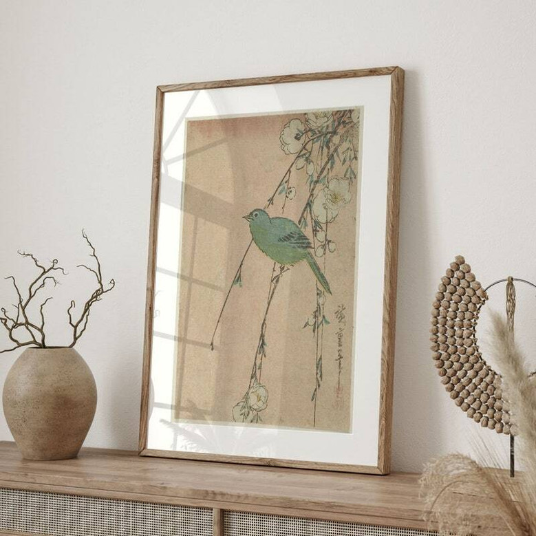 Japanese Vintage Botanical Wall Art Canvas - Asian Floral And Bird DéCor For Living Room