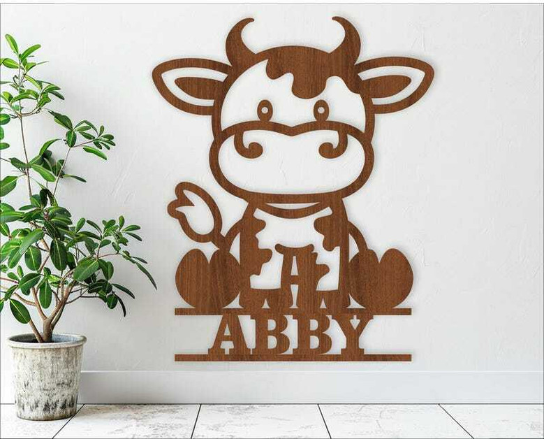 Personalized Animal Farm Signs: Cute Farm Animal Wooden Door Hanger For Kids' Room Decor