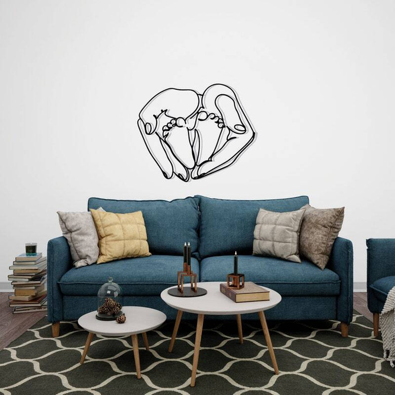 Modern Baby Footprints Metal Wall Art - Thoughtful Baby Room Decor Gift For Mom