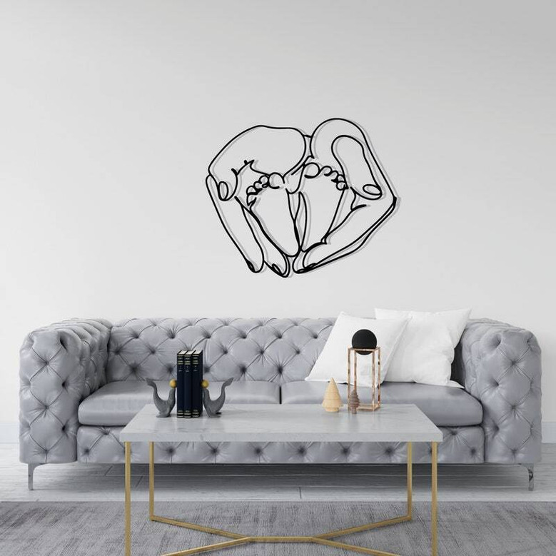 Modern Baby Footprints Metal Wall Art - Thoughtful Baby Room Decor Gift For Mom