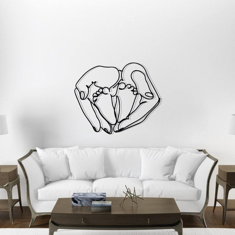 Modern Baby Footprints Metal Wall Art - Thoughtful Baby Room Decor Gift For Mom
