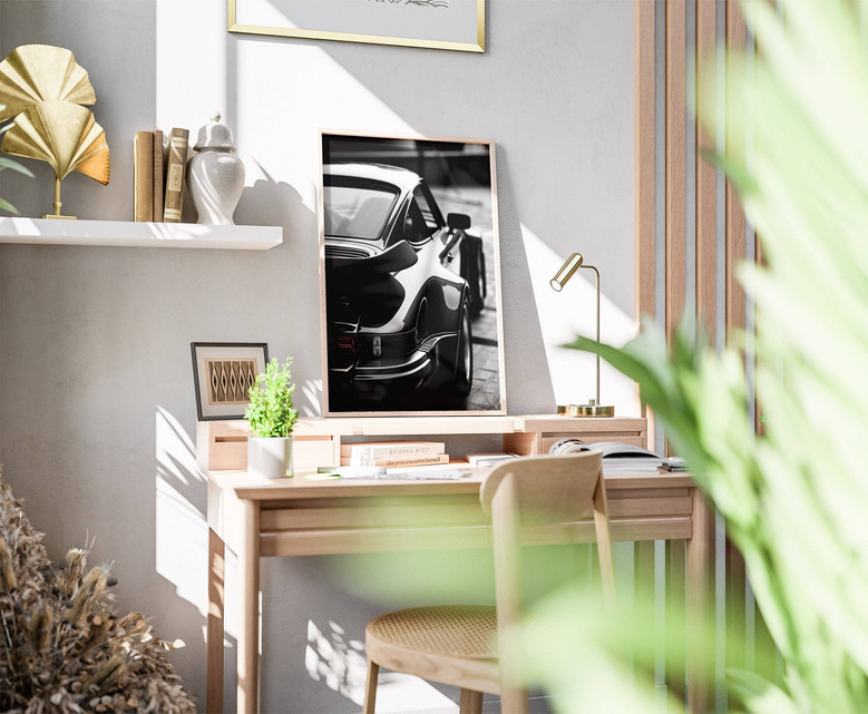 Black Classic Sports Car Canvas – Luxury German Car Wall Art for Auto Lovers