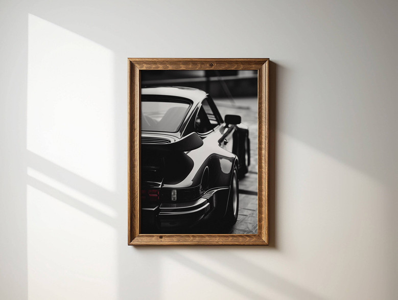 Black Classic Sports Car Canvas – Luxury German Car Wall Art for Auto Lovers