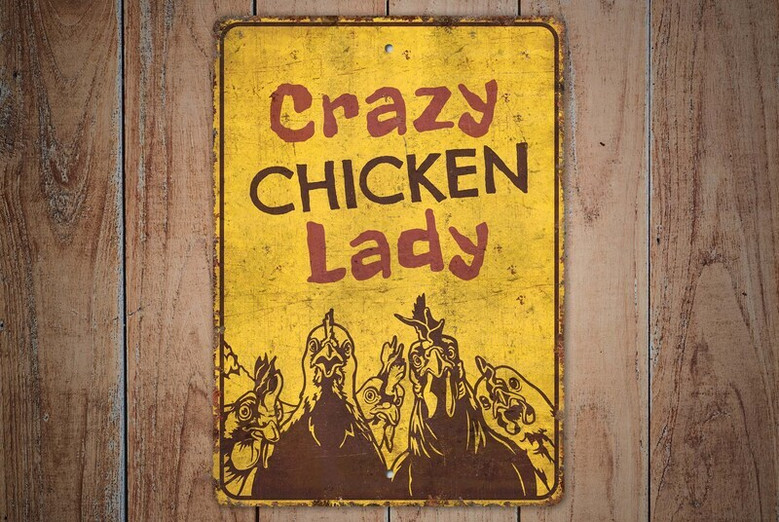 Crazy Chicken Lady Animal Farm Sign For Rustic Chicken Coop Decor – Thoughtful Vintage Style